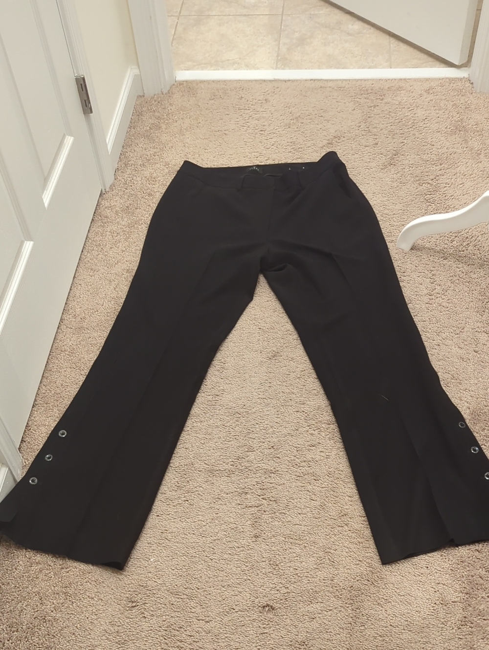 White House Black Market Black Boot-Cut Dress Pants with Snap Hem